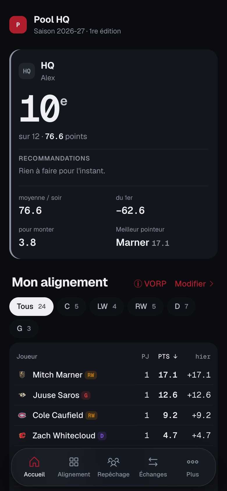 Accueil sur téléphone